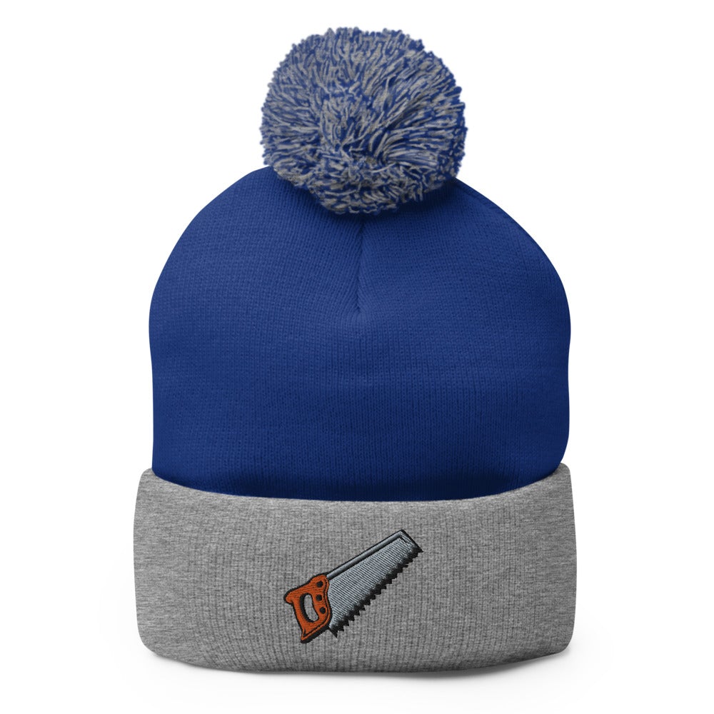 Wood Saw | Funky Hipster - Handyman Dad Hat Pom-Pom Beanie