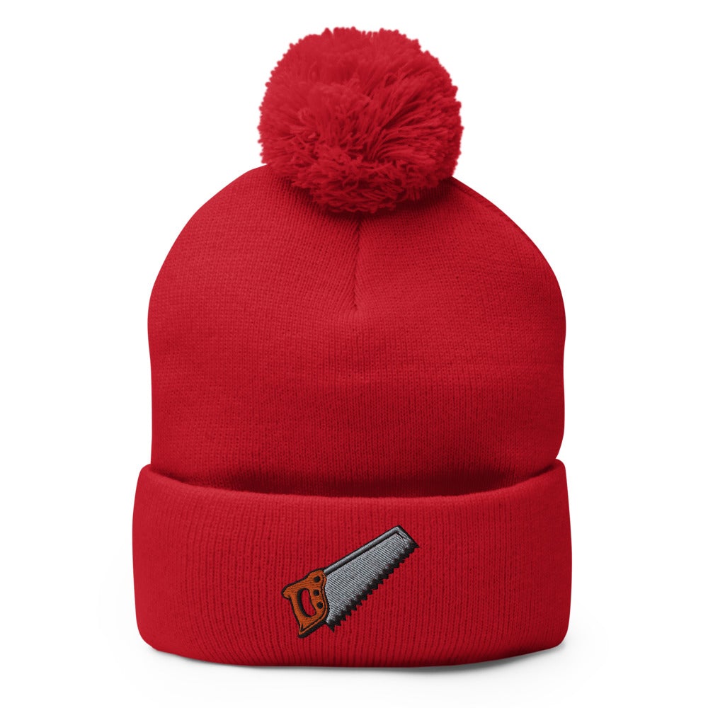 Wood Saw | Funky Hipster - Handyman Dad Hat Pom-Pom Beanie
