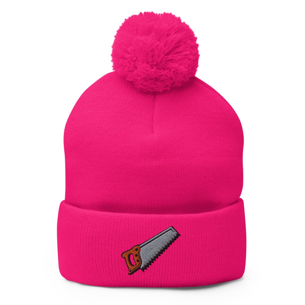Wood Saw | Funky Hipster - Handyman Dad Hat Pom-Pom Beanie