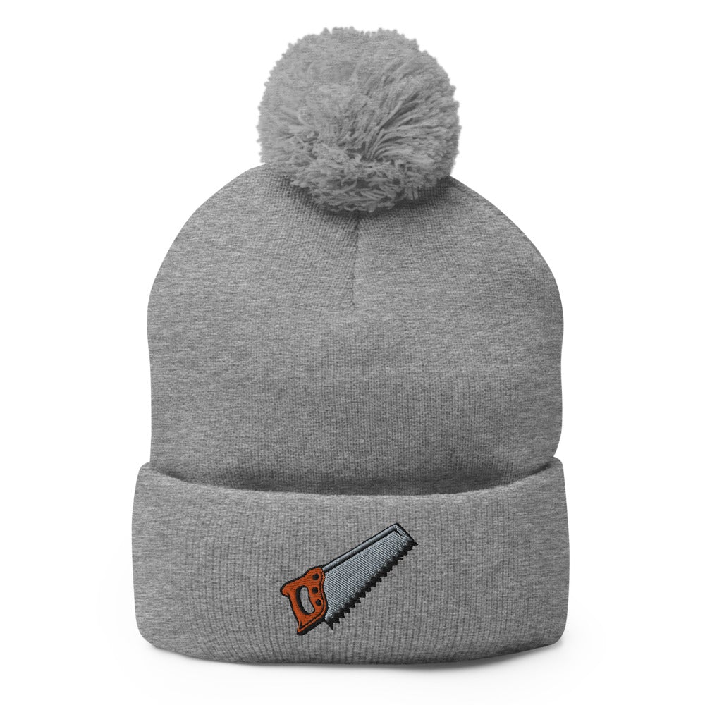 Wood Saw | Funky Hipster - Handyman Dad Hat Pom-Pom Beanie