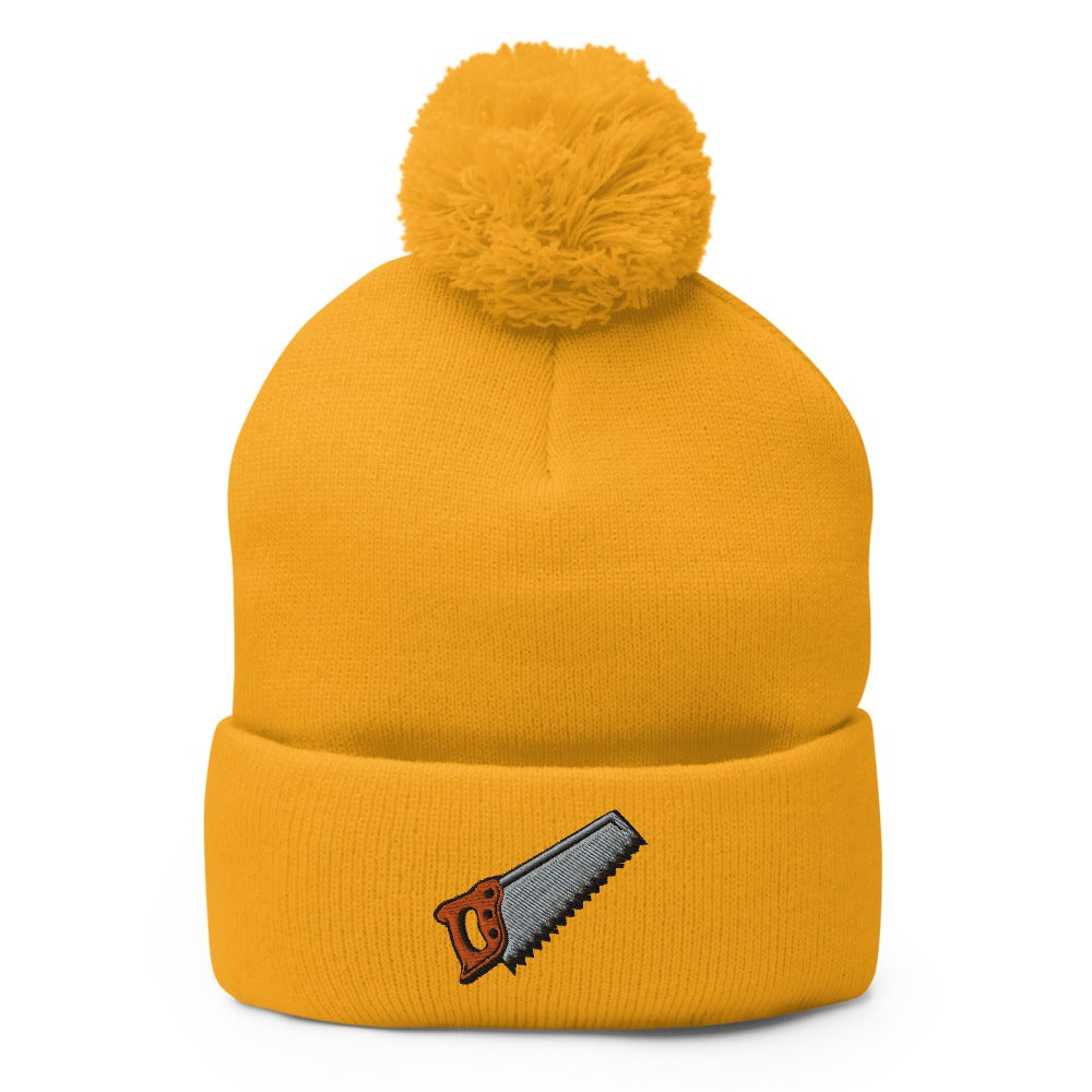 Wood Saw | Funky Hipster - Handyman Dad Hat Pom-Pom Beanie