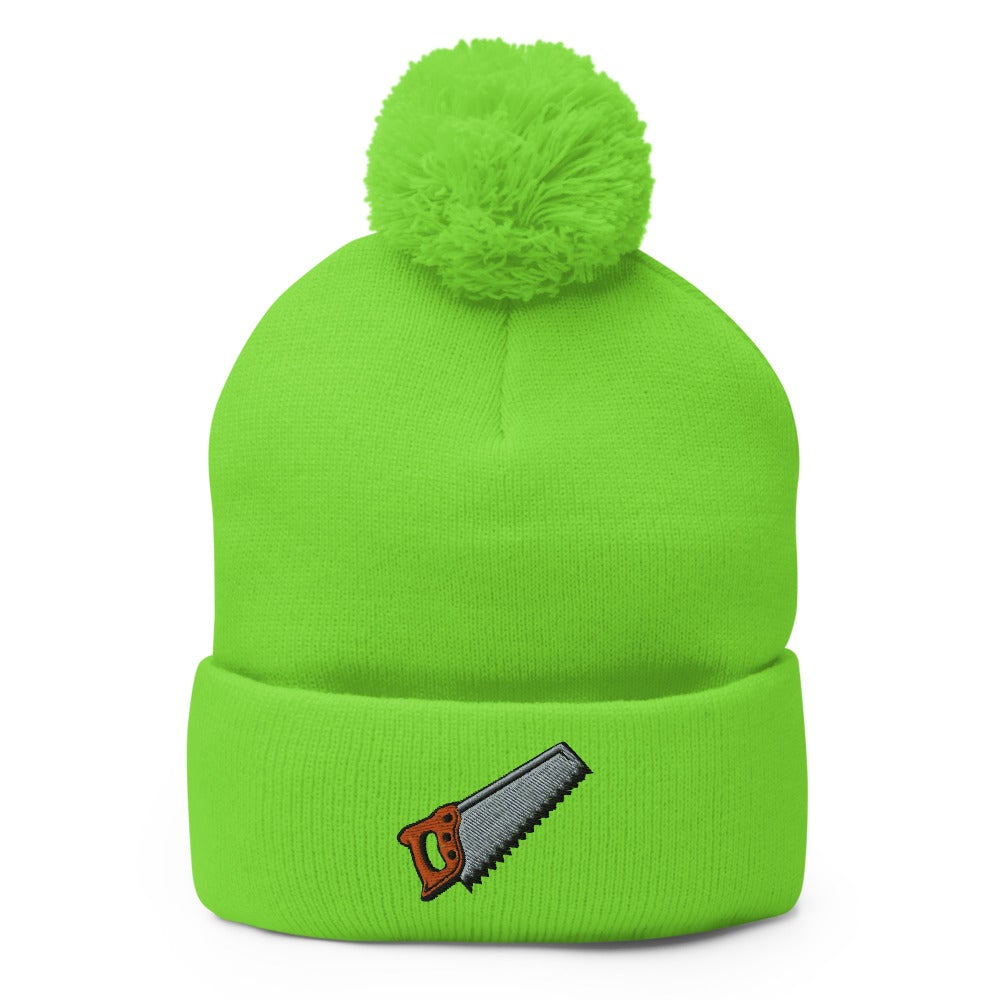 Wood Saw | Funky Hipster - Handyman Dad Hat Pom-Pom Beanie
