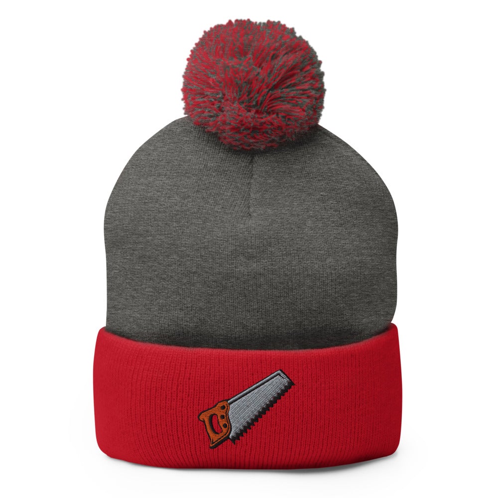 Wood Saw | Funky Hipster - Handyman Dad Hat Pom-Pom Beanie