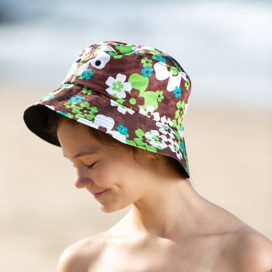 Brown Hawaiian Flora Unisex Bucket Hat