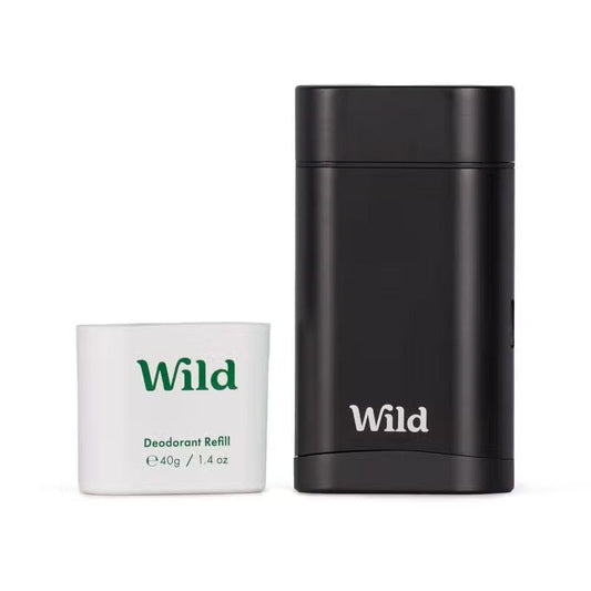 Wild Men's Black Case Natural Deodorant Starter Pack - Fresh Cotton & Sea Salt