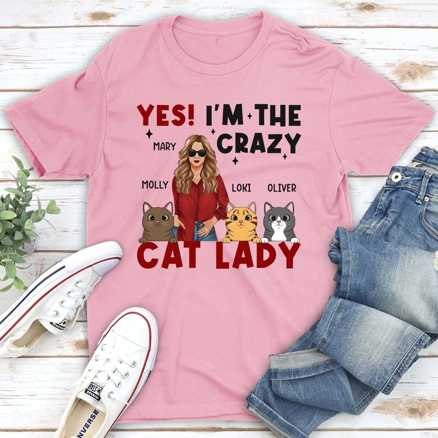 The Crazy Cat Lady - Personalized Custom Unisex T-shirt