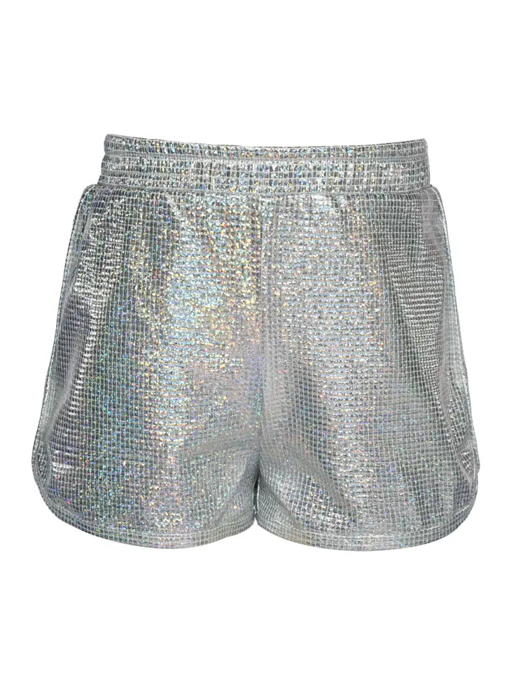 Side Split Silver Shorts